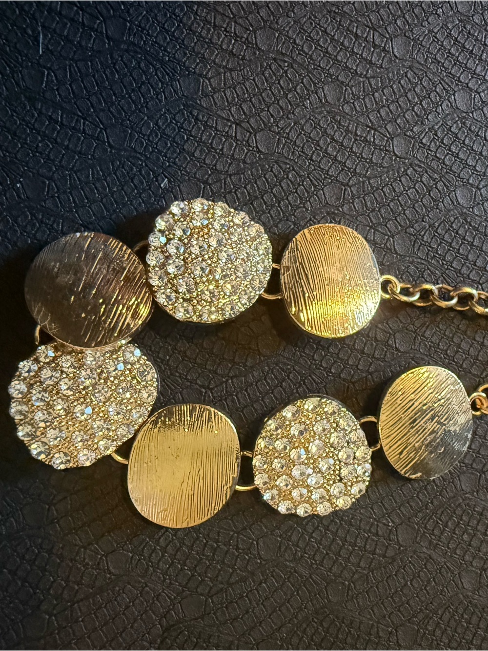 Gold Disc Crystal Statement Bracelet - Women Jewelry 2